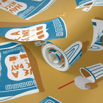 Spoonflower Peel And Stick Wallpaper Nyc Coffee Cup-venti Camel (updated) 2' X 12' Removable