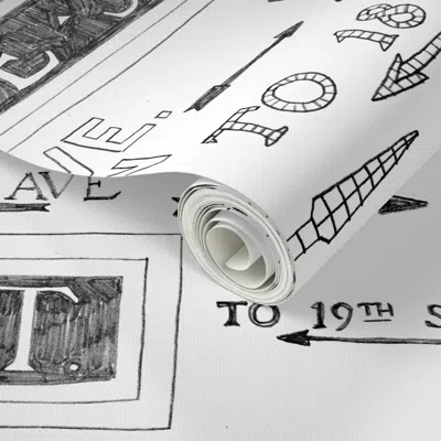 Spoonflower Peel And Stick Wallpaper Nyc Subway Pencil Drawings In Black 2' X 12' Removable
