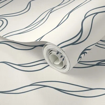 Spoonflower Peel And Stick Wallpaper Ocean Waves On Off White 2' X 12' Removable