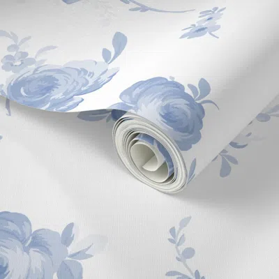 Spoonflower Peel And Stick Wallpaper Olivia Faded Blueberry 2' X 12' Removable In Multi