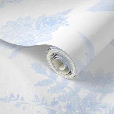 Spoonflower Peel And Stick Wallpaper Opaline Bluebird 2' X 12' Removable
