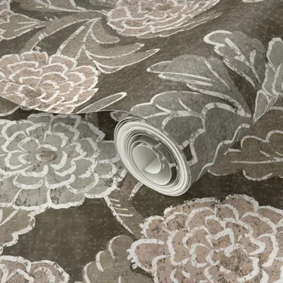 Spoonflower Peel And Stick Wallpaper Ophelia Deep Neutrals 2' X 12' Removable