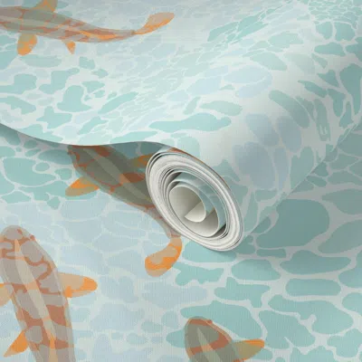 Spoonflower Peel And Stick Wallpaper Orange Fish 2' X 12' Removable