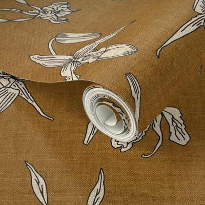 Spoonflower Peel And Stick Wallpaper Orchid Ochre 2' X 12' Removable