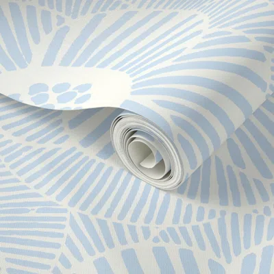 Spoonflower Peel And Stick Wallpaper Overlapping Camellia Flowers - Light Blue - Large 2' X 12' Removable
