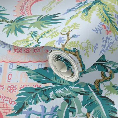Spoonflower Peel And Stick Wallpaper Pagoda Toile Kate Sterling 3 2' X 12' Removable