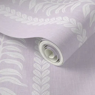 Spoonflower Peel And Stick Wallpaper Palm Linen Stripe Lilac 2' X 12' Removable