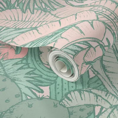 Spoonflower Peel And Stick Wallpaper Palm Springs Garden 2' X 12' Removable