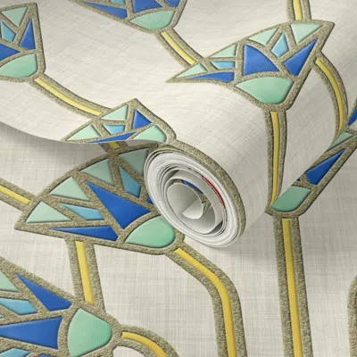 Spoonflower Peel And Stick Wallpaper Papyrus Flowers (light) 2' X 12' Removable In Multi