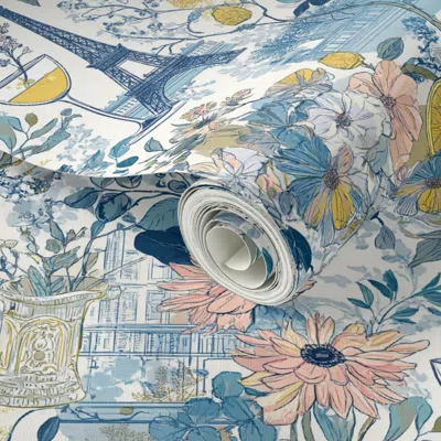 Spoonflower Peel And Stick Wallpaper Paris Summer Toile  Removable