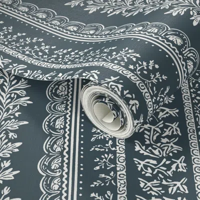 Spoonflower Peel And Stick Wallpaper Parish Stripe Fb Hague Blue Navy 2' X 12' Removable
