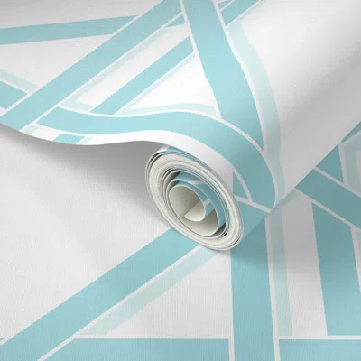 Spoonflower Peel And Stick Wallpaper Pastel Blues Cane Rattan Trellis Large Scale 2' X 12' Removable