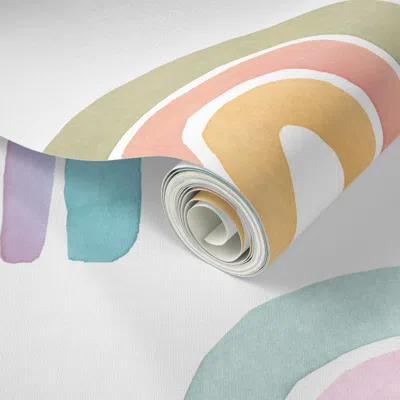 Spoonflower Peel And Stick Wallpaper Pastel Rainbow - About 3 Inch 2' X 12' Removable