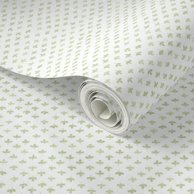 Spoonflower Peel And Stick Wallpaper Paul Light Strawberry Green On White  Removable In Multi