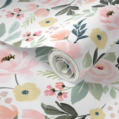 Spoonflower Peel And Stick Wallpaper Peony Garden - Large Size 2' X 12' Removable