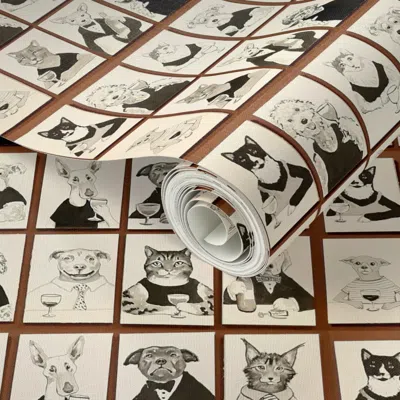 Spoonflower Peel And Stick Wallpaper Pets In The Winery 7 X 14 2' X 12' Removable