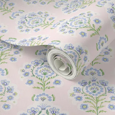 Spoonflower Peel And Stick Wallpaper Peyton Blockprint Pale Pink  Removable