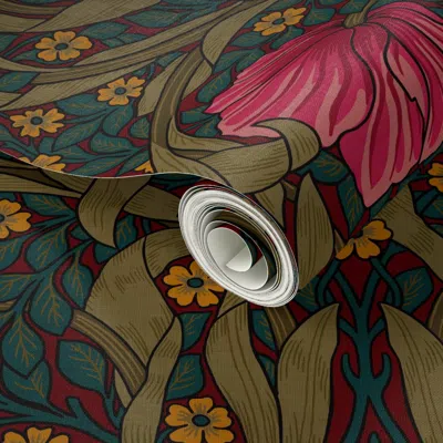 Spoonflower Peel And Stick Wallpaper Pimpernel William Morris-elegant Heritage Glamour & Cottage Flowers Deco 2' In Multi