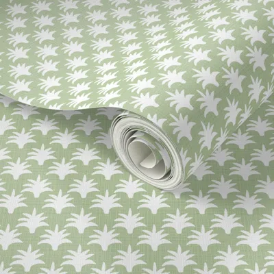 Spoonflower Peel And Stick Wallpaper Pinecone Soft Green White  Removable