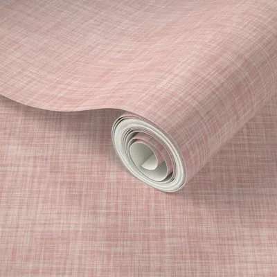 Spoonflower Peel And Stick Wallpaper Pink Linen 2' X 12' Removable In Multi
