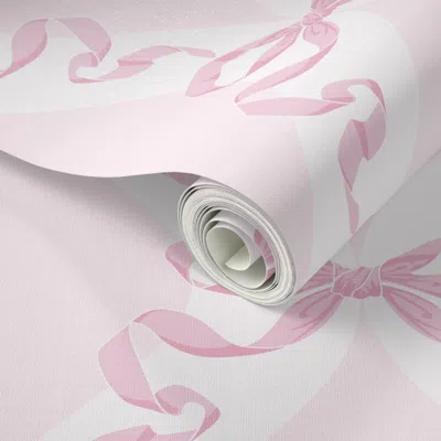 Spoonflower Peel And Stick Wallpaper Pink Ribbons 50size  Removable