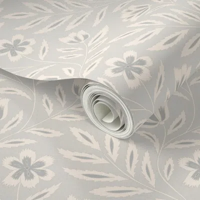 Spoonflower Peel And Stick Wallpaper Pippa Parrot Tulip - Grey  Removable