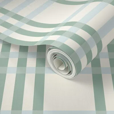 Spoonflower Peel And Stick Wallpaper Pistachio Plaid On Cream Medium 2' X 12' Removable