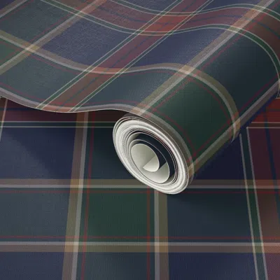 Spoonflower Peel And Stick Wallpaper Plaid//navy Blue/green/red/tan  Removable