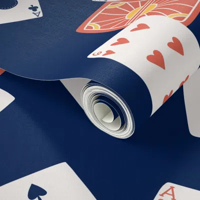 Spoonflower Peel And Stick Wallpaper Playing Cards Game Night - Small Scale 2' X 12' Removable
