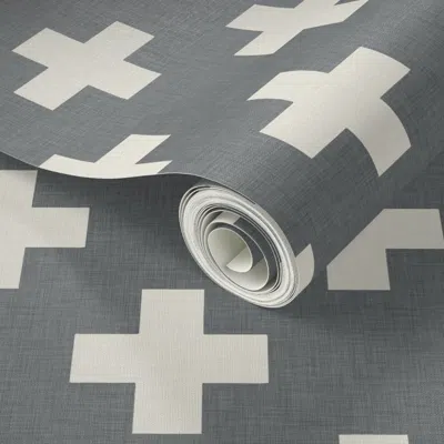 Spoonflower Peel And Stick Wallpaper Plus One Linen White 2' X 12' Removable In Multi