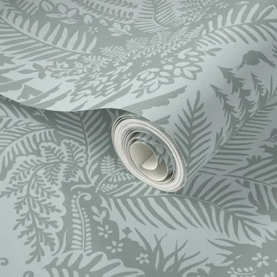 Spoonflower Peel And Stick Wallpaper Pnw Forest Misty Green 2' X 12' Removable