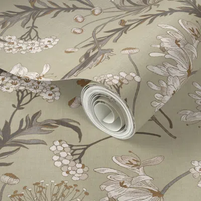 Spoonflower Peel And Stick Wallpaper Poesie French Garden Soft Sage 2' X 12' Removable