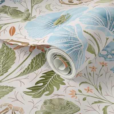 Spoonflower Peel And Stick Wallpaper Poison Garden In Cream For 2' X 12' Removable