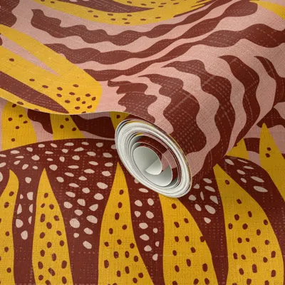 Spoonflower Peel And Stick Wallpaper Pompom Protea Yellow 2' X 12' Removable