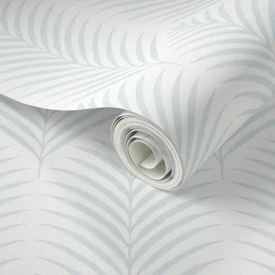 Spoonflower Peel And Stick Wallpaper Powder Blue Coastal Palm Leaves For Modern Minimal Baby Boy Nursery Decor 2