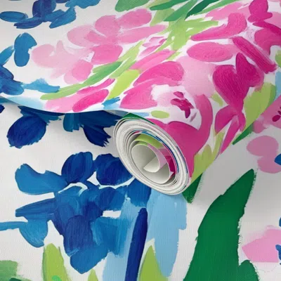 Spoonflower Peel And Stick Wallpaper Preppy Ginger Jars With Flowers And Coquette Bows 2' X 12' Removable