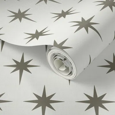 Spoonflower Peel And Stick Wallpaper Preppy Neutral Dark Sage Green And White Grandmillenial Star Of Bethlehem 2
