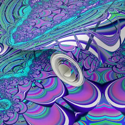 Spoonflower Peel And Stick Wallpaper Purple And Aqua Fractal Diamonds With White Large Scale 2' X 12' Removable