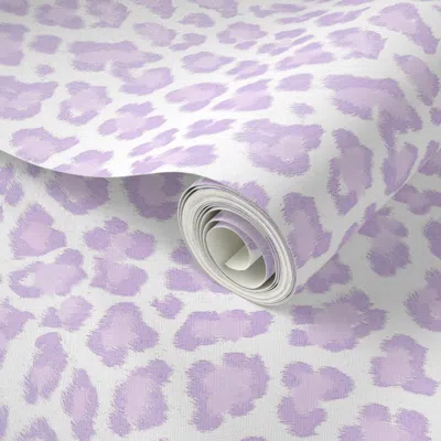 Spoonflower Peel And Stick Wallpaper Purple Leopard Print Lavender Leopard 2' X 12' Removable