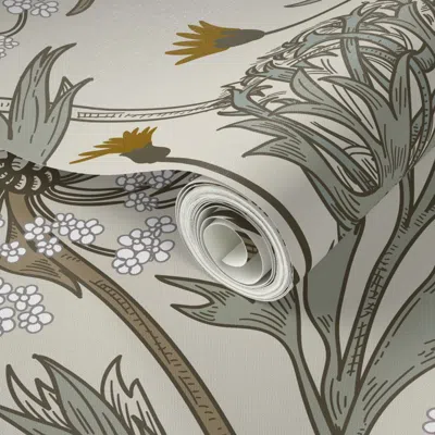 Spoonflower Peel And Stick Wallpaper Queen Anne's Lace 2' X 12' Removable In Multi