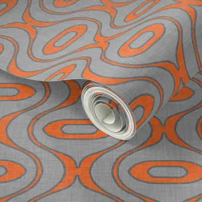 Spoonflower Peel And Stick Wallpaper Raindrop Linen New Orange 2' X 12' Removable