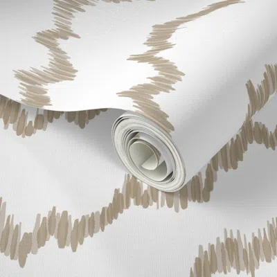 Spoonflower Peel And Stick Wallpaper Rambling Ikat Tan 2' X 12' Removable