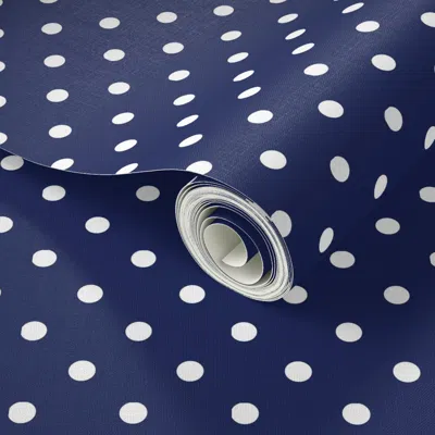 Spoonflower Peel And Stick Wallpaper Red And Blue .25 Inch Dot-02 2' X 12' Removable