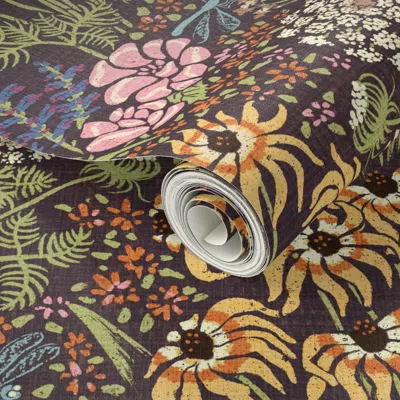 Spoonflower Peel And Stick Wallpaper Refined Bohemian Garden - Large Scale 2' X 12' Removable