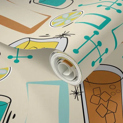 Spoonflower Peel And Stick Wallpaper Retro Cocktails 2' X 12' Removable