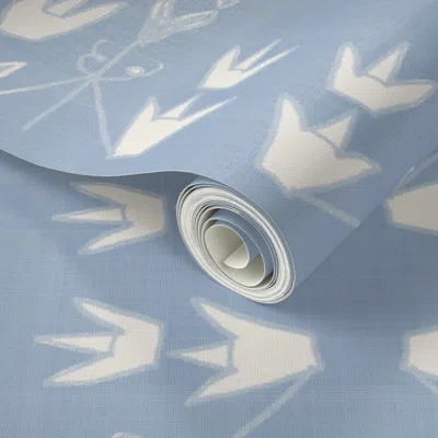 Spoonflower Peel And Stick Wallpaper Reveresed Soft Blues Thatcher Copy 2' X 12' Removable