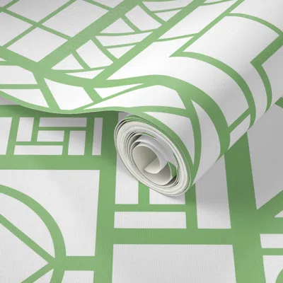 Spoonflower Peel And Stick Wallpaper Reversed Trellis On Spring Green 2' X 12' Removable
