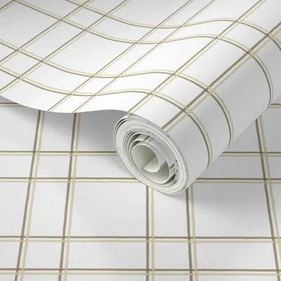 Spoonflower Peel And Stick Wallpaper Revised Double Holly Windowpane Plaid Wheat On White  Removable