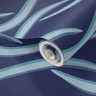 Spoonflower Peel And Stick Wallpaper Rolling Waves On Deep Cobalt Ocean 2' X 12' Removable