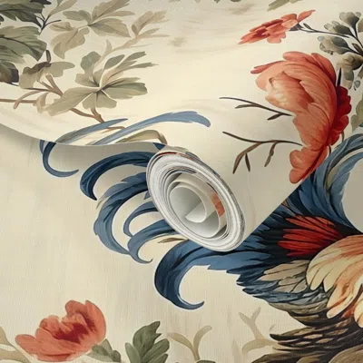 Spoonflower Peel And Stick Wallpaper Rooster Country Kitchen  Nature-inspired & Trendy 2' X 12' Removable